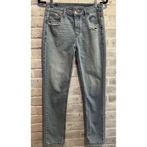 American Eagle Tomgirl Jeans Women's 0 Reg Distressed Button Fly